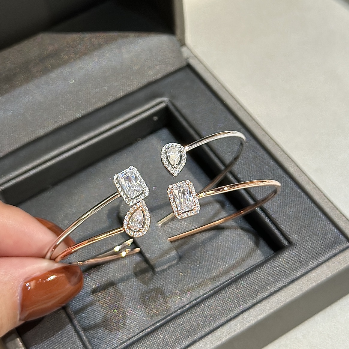Messika My Twin Toi Moi bracelet 18k rose gold 18k white gold with clear diamond accents 17cm