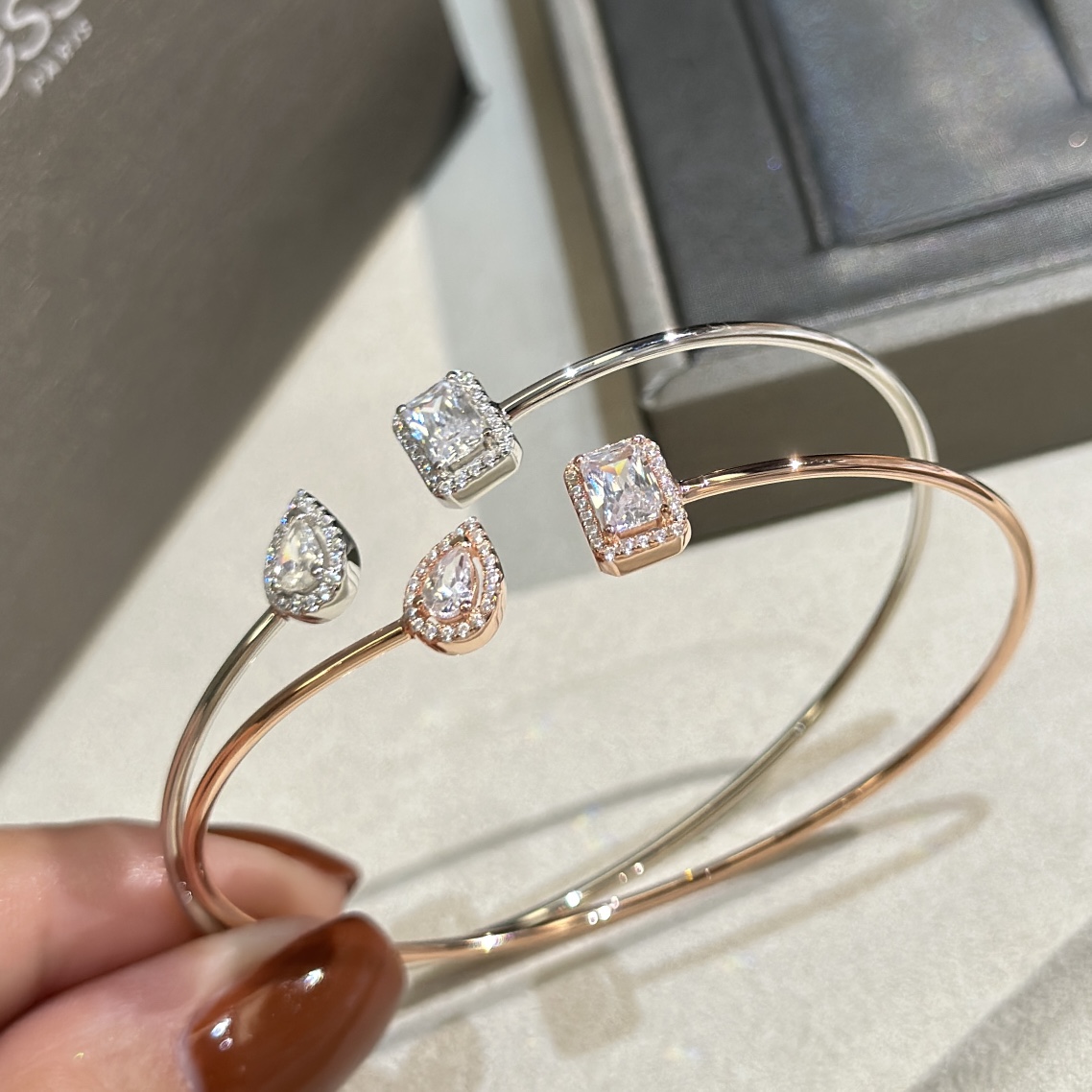 Messika My Twin Toi Moi bracelet 18k rose gold 18k white gold with clear diamond accents 17cm