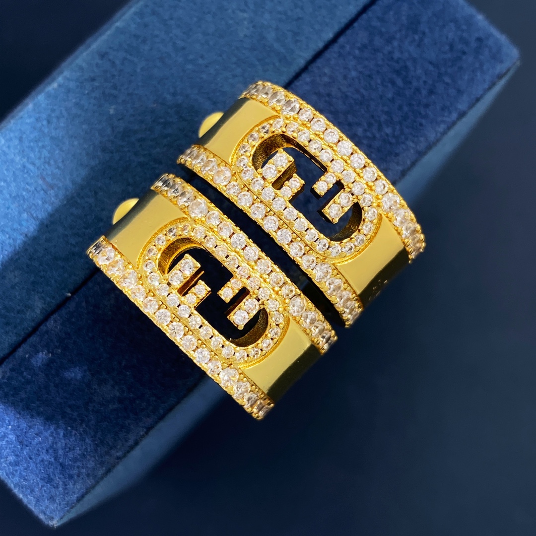 Fendi O Lock bracelet gold-tone metal with clear crystal accents 70