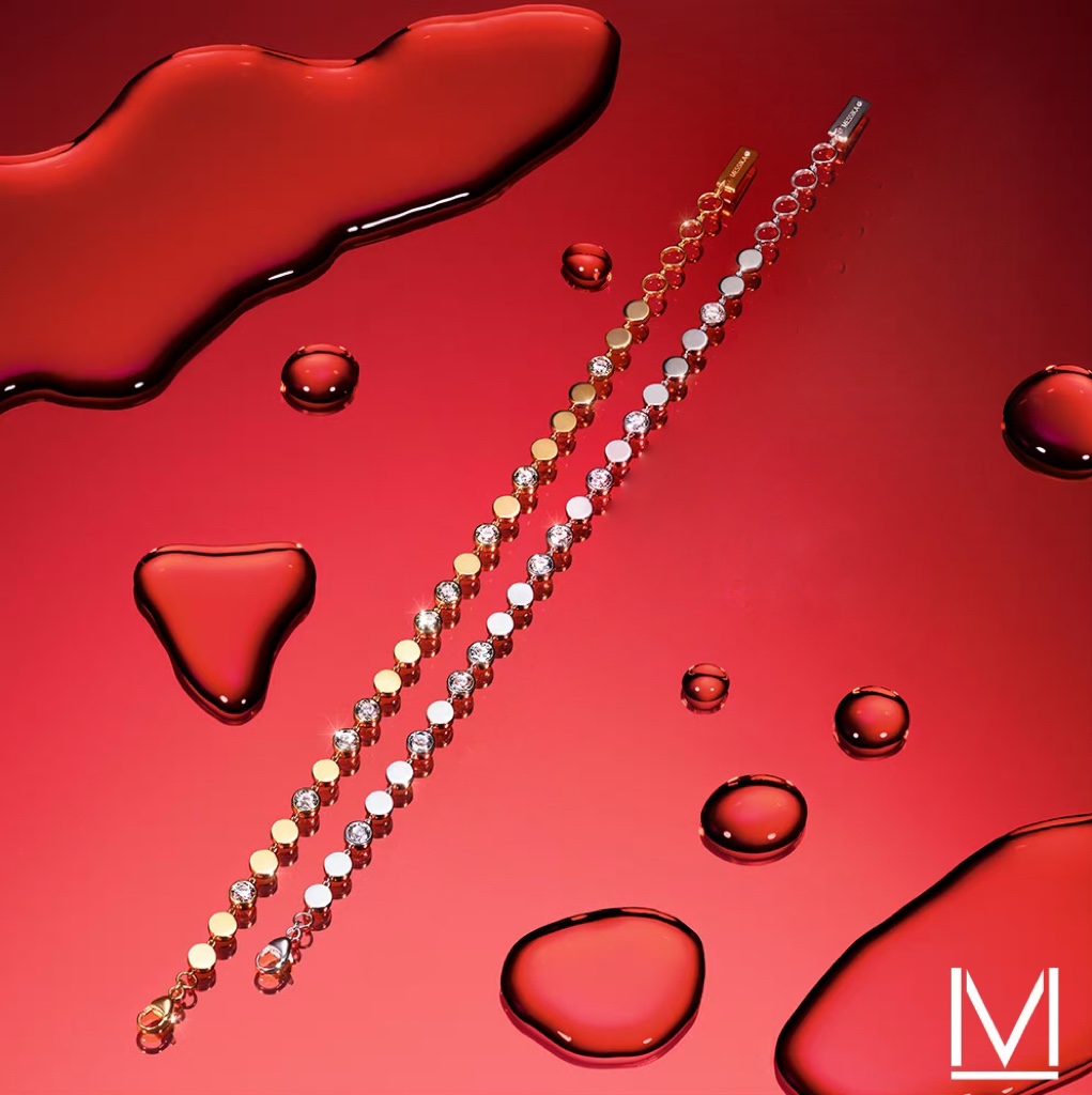 Messika D-Vibes bracelet rose gold metal with clear round brilliant-cut diamonds 18cm adjustable