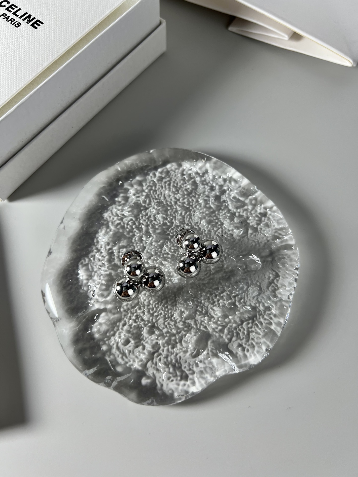 Celine Triple Ball Stud Earrings earrings Gold-tone metal no gemstones One Size