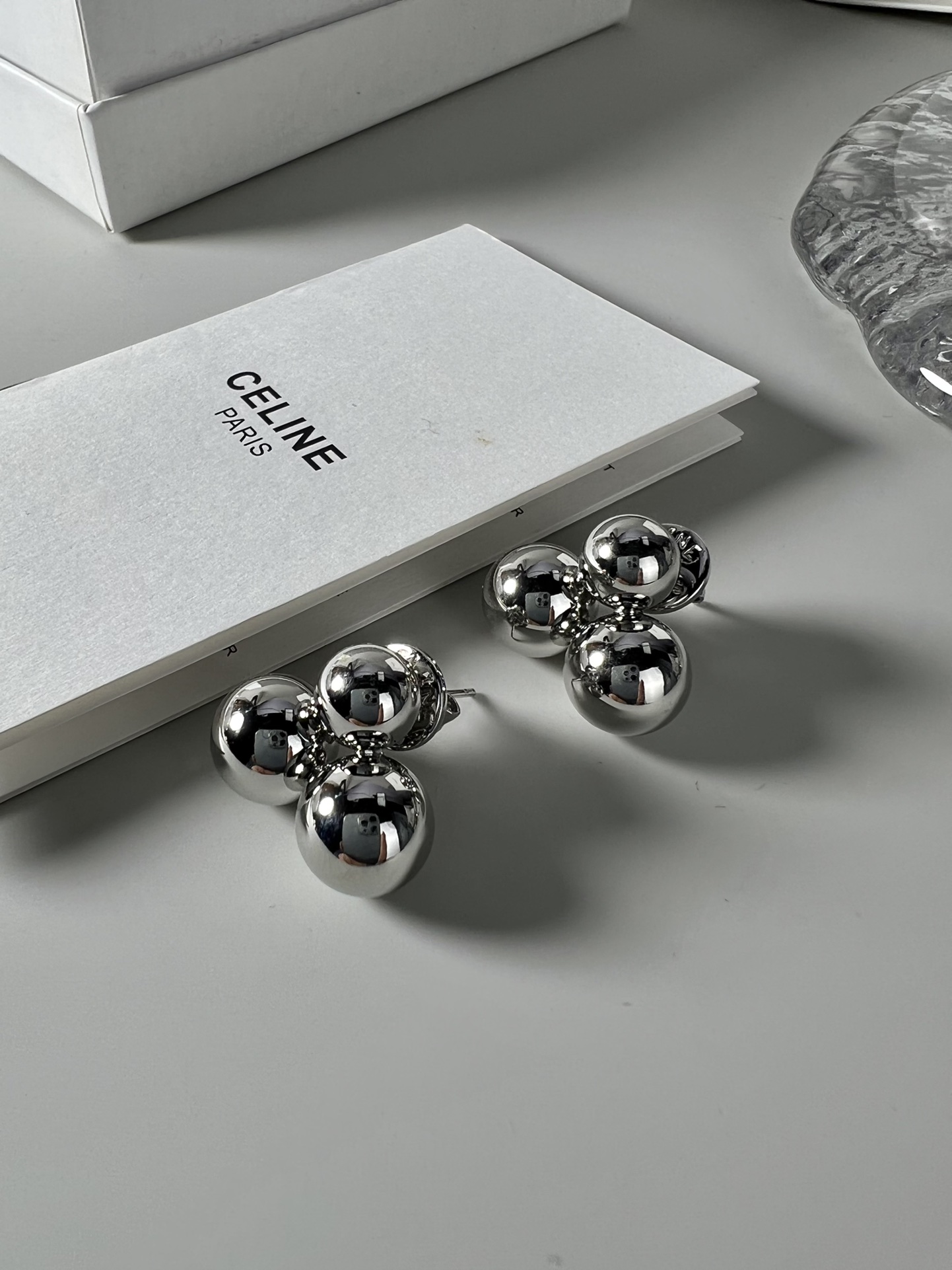 Celine Triple Ball Stud Earrings earrings Gold-tone metal no gemstones One Size