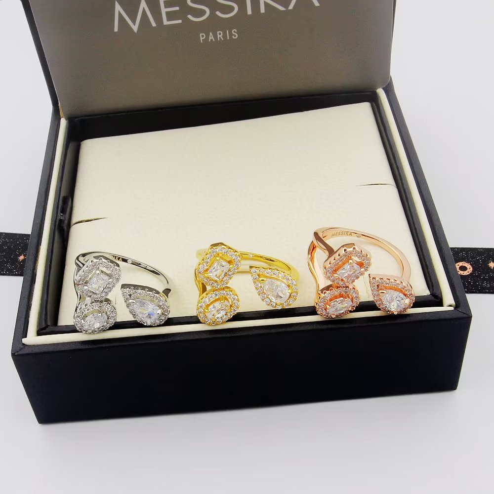 Messika Move Series ring silver-toned metal with clear diamonds yellow gold-toned metal with clear diamonds rose gold-toned metal with clear diamonds 52