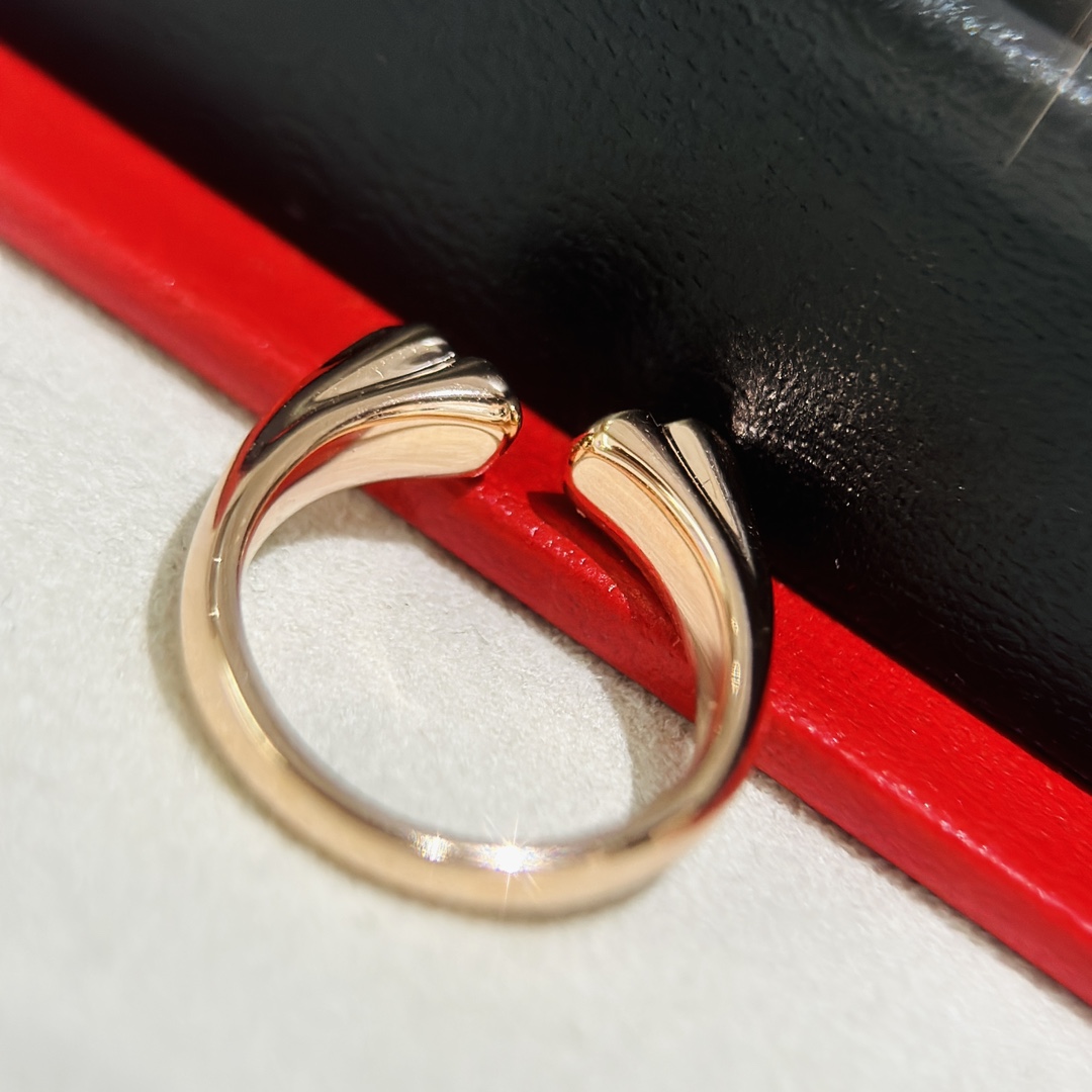 Qeelin Wulu ring rose gold with clear diamond accents adjustable open band