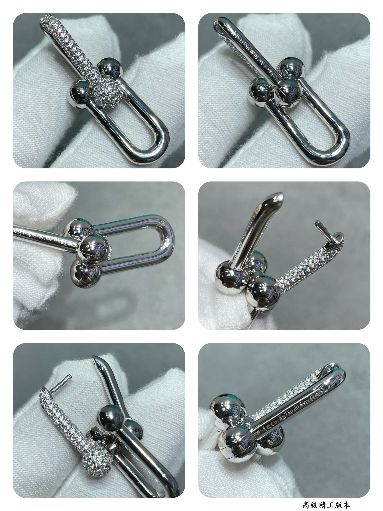 Tiffany HardWear earrings Available in 18k yellow gold 18k rose gold and sterling silver with pave set clear diamonds 3 5cm drop length