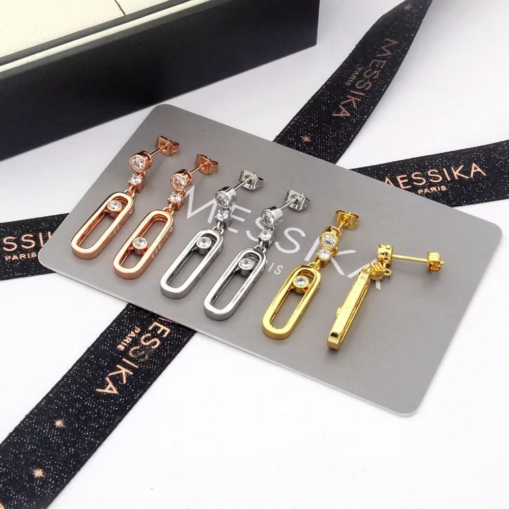 Messika Move Uno earrings Available in 18k white gold 18k rose gold 18k yellow gold with clear round diamonds One Size drop length 2cm