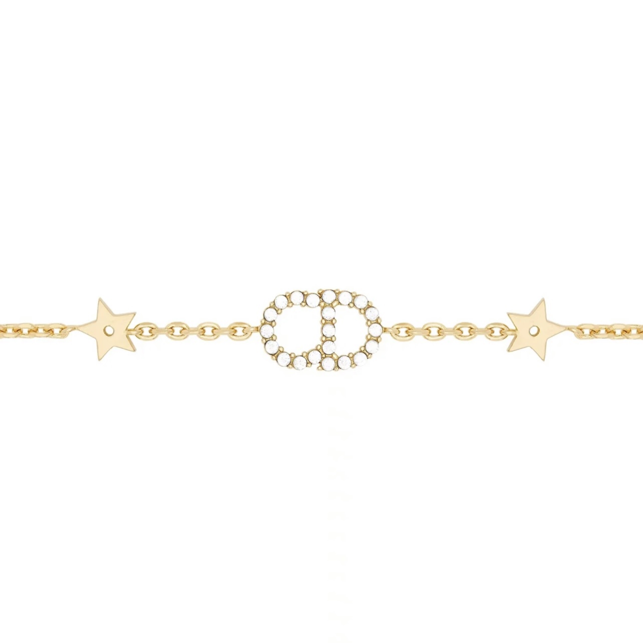 Dior Petit CD Lucky Charms bracelet gold-tone metal with clear crystal accents 17cm with 3cm extender