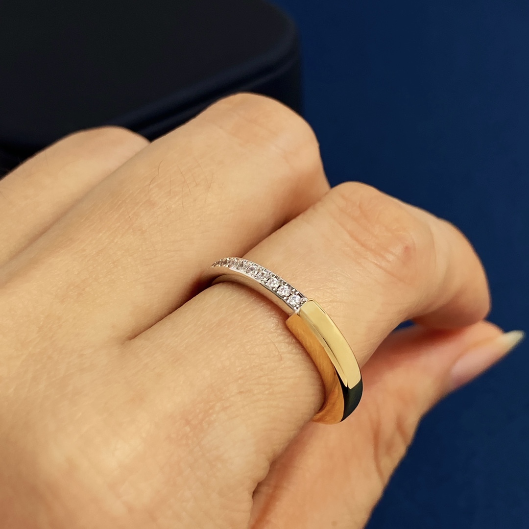 Tiffany Lock ring 18k yellow gold 18k rose gold white gold clear diamond 55