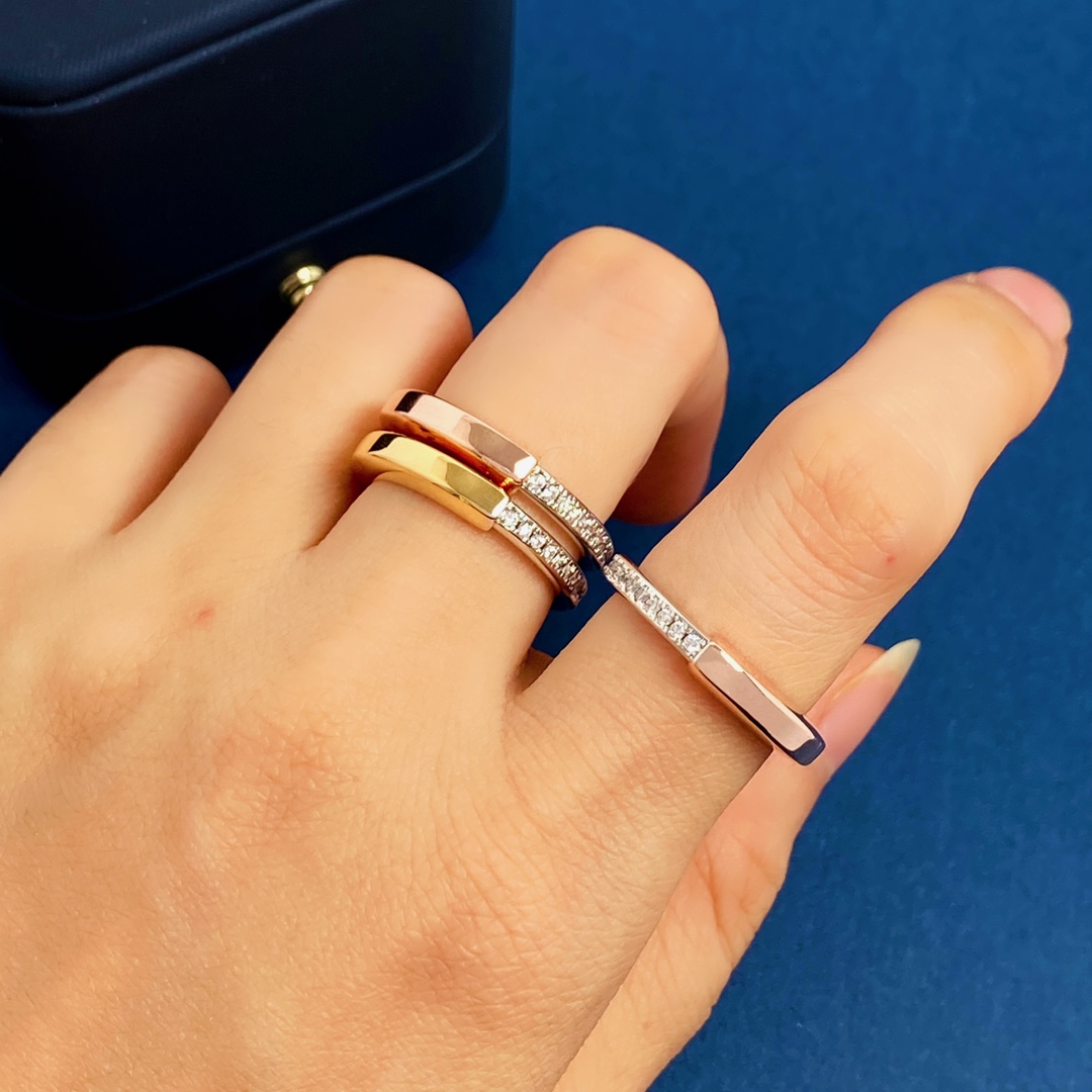 Tiffany Lock ring 18k yellow gold 18k rose gold white gold clear diamond 55