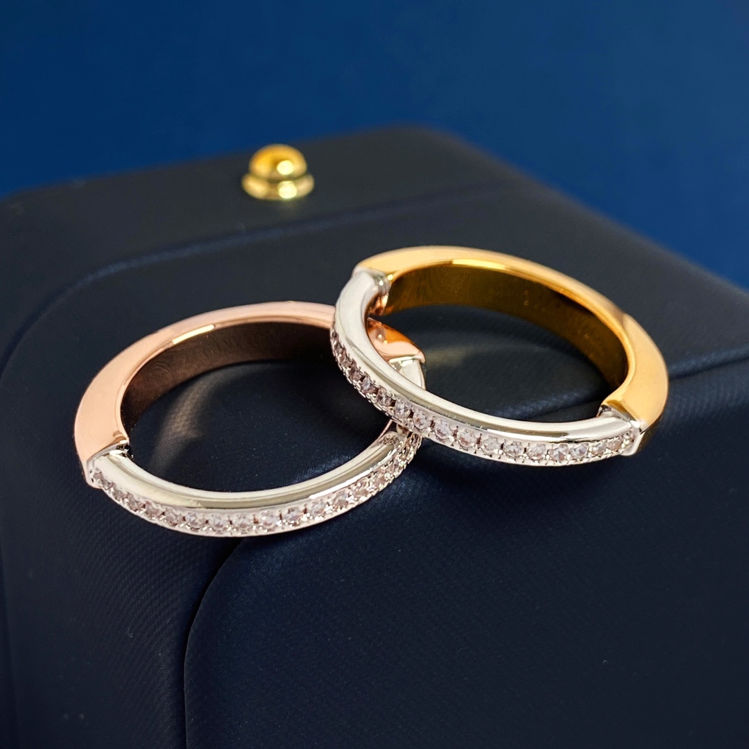 Tiffany Lock ring 18k yellow gold 18k rose gold white gold clear diamond 55