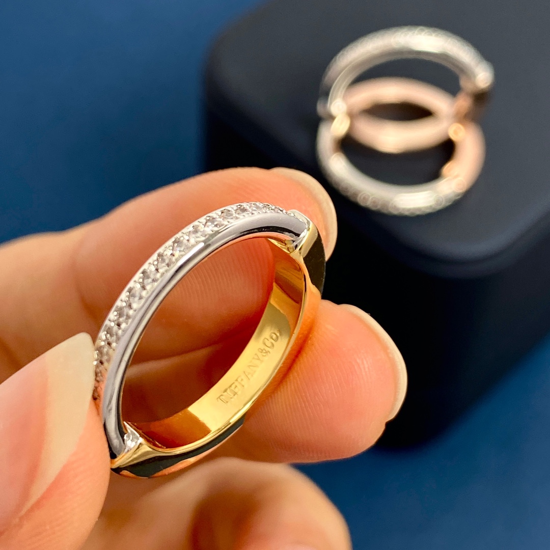 Tiffany Lock ring 18k yellow gold 18k rose gold white gold clear diamond 55