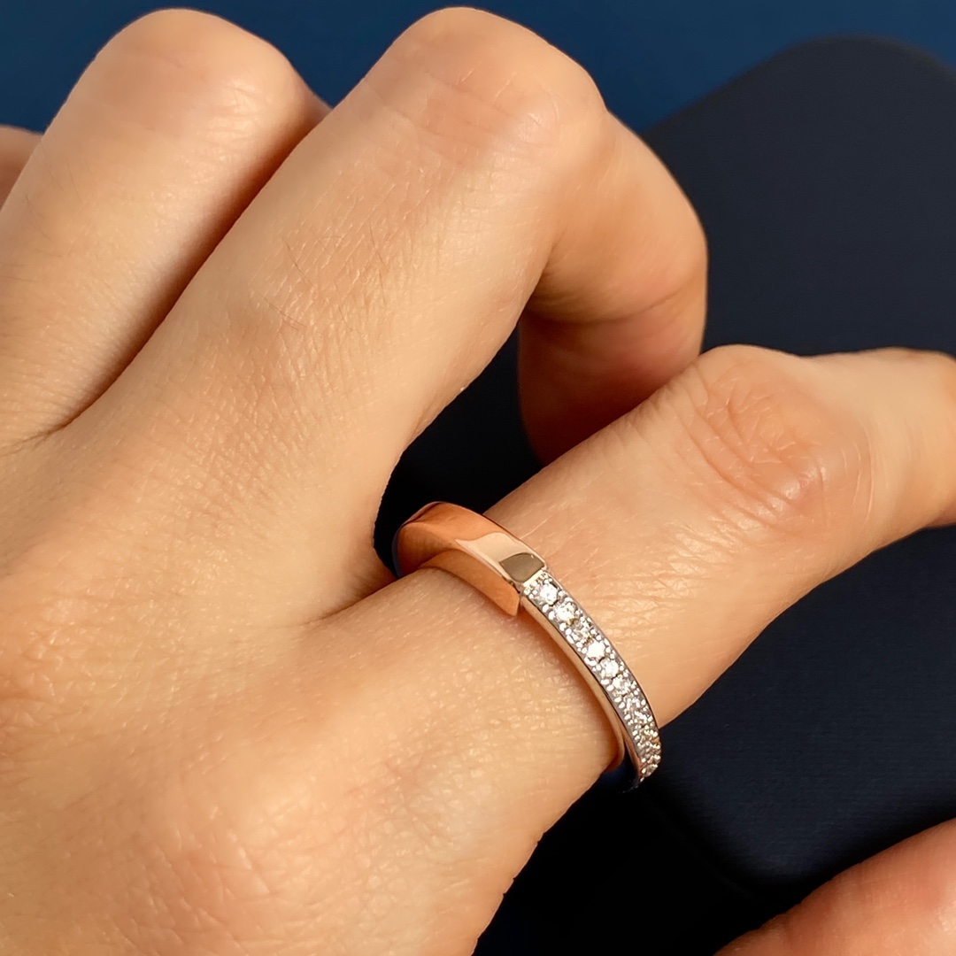 Tiffany Lock ring 18k yellow gold 18k rose gold white gold clear diamond 55