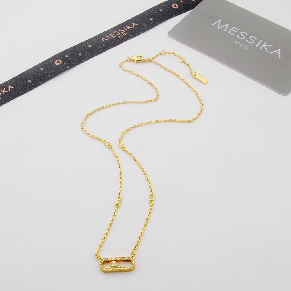 Messika Move Uno necklace Available in 18k rose gold with diamonds 18k white gold with diamonds 18k yellow gold with diamonds 45cm
