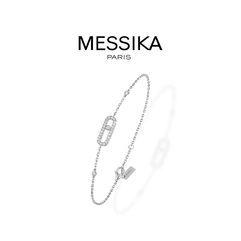 Messika Move Uno bracelet 18k white gold 18k yellow gold 18k rose gold with clear diamonds 18cm