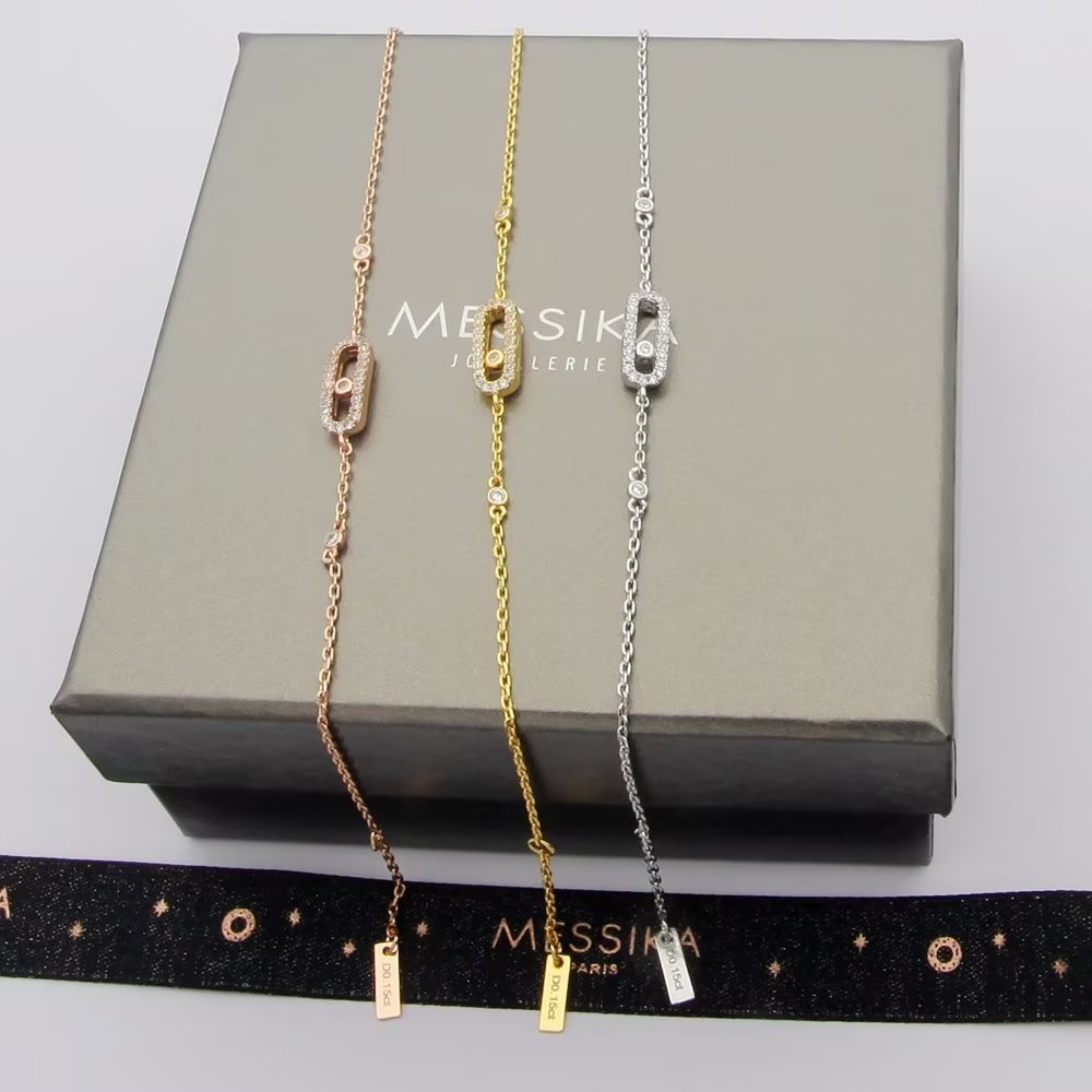 Messika Move Uno bracelet 18k white gold 18k yellow gold 18k rose gold with clear diamonds 18cm