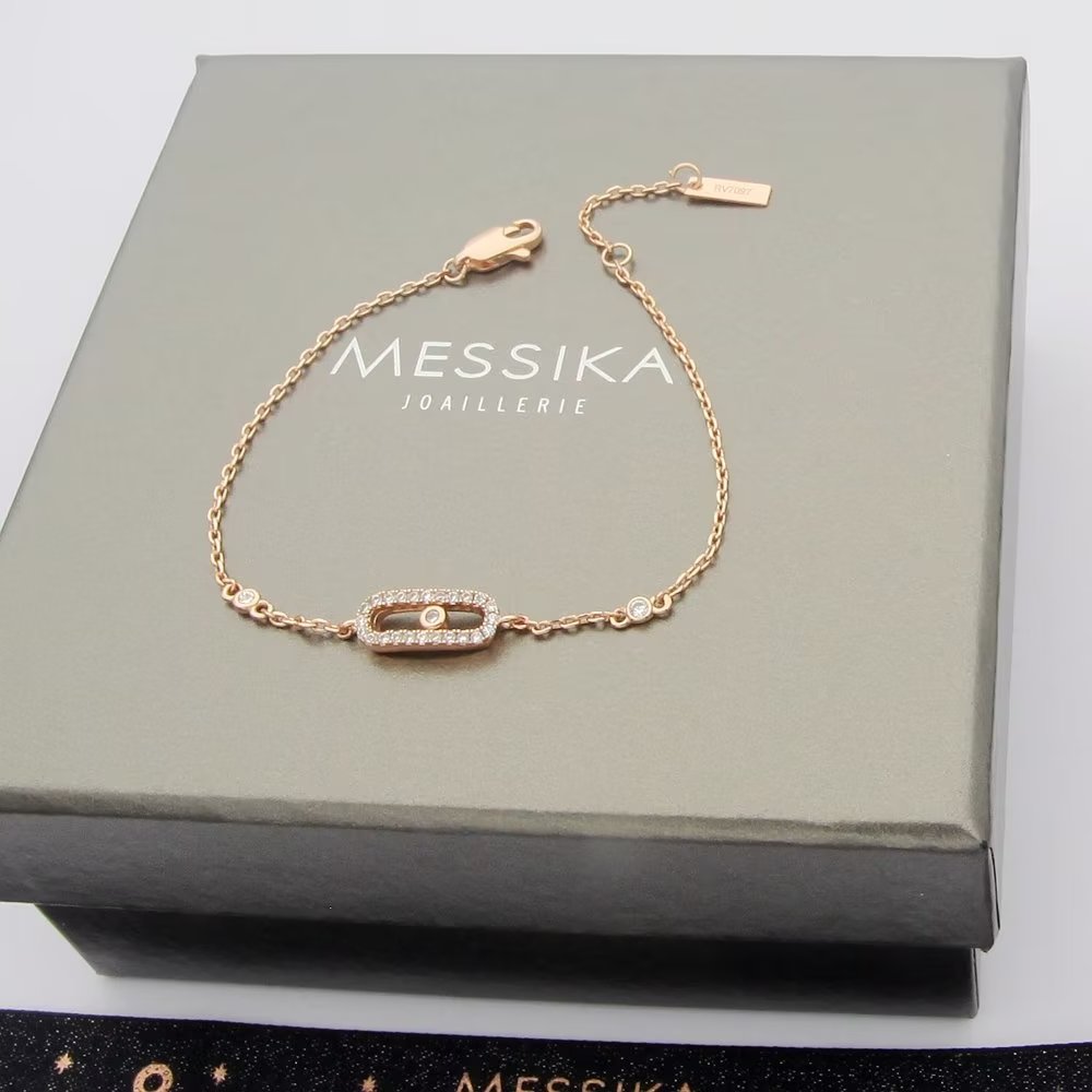 Messika Move Uno bracelet 18k white gold 18k yellow gold 18k rose gold with clear diamonds 18cm