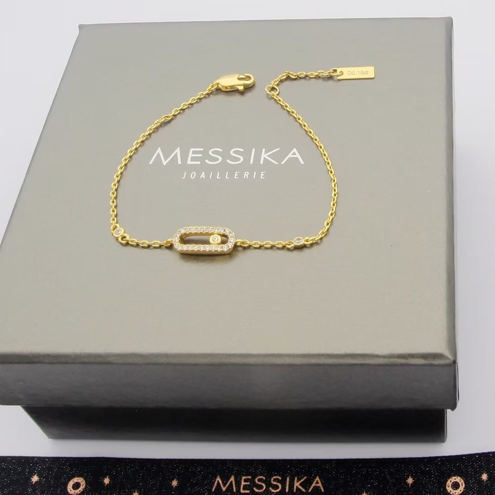 Messika Move Uno bracelet 18k white gold 18k yellow gold 18k rose gold with clear diamonds 18cm