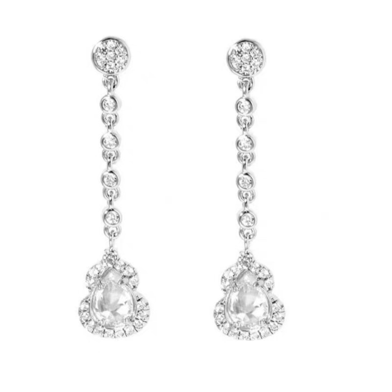 Qeelin Wulu earrings silver-toned metal with clear diamond-like stones 3 5cm drop length