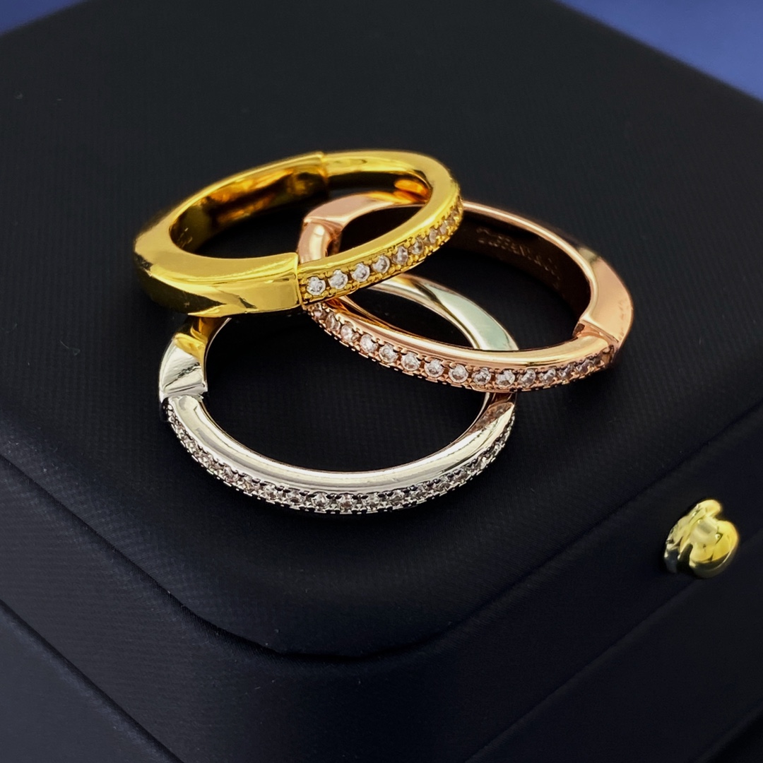 Tiffany Lock Ring ring Yellow gold white gold rose gold with clear diamond accents US 7
