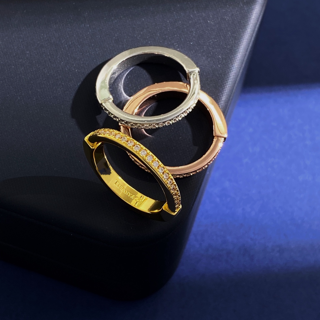 Tiffany Lock Ring ring Yellow gold white gold rose gold with clear diamond accents US 7