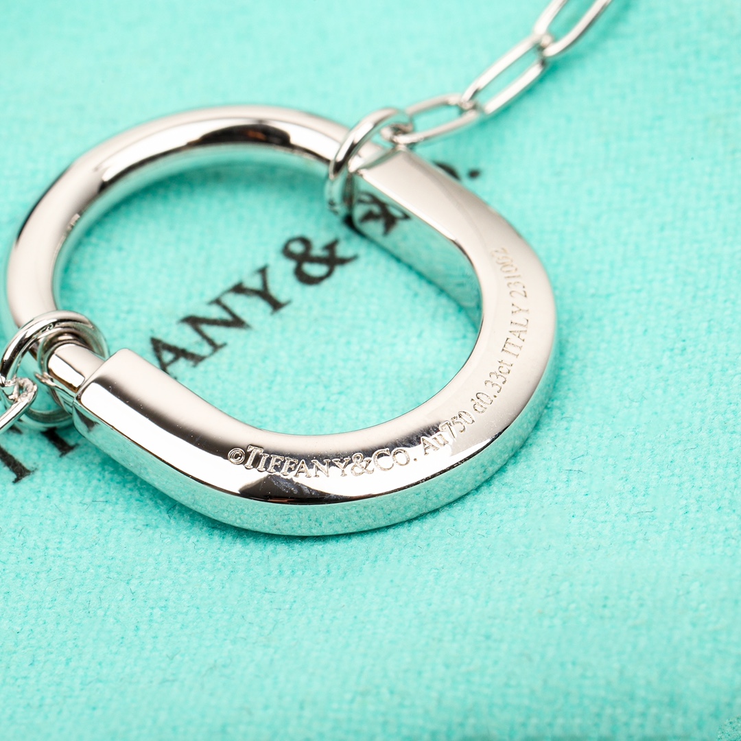 Tiffany Co Tiffany Lock necklace 18K white gold with clear diamonds 18K rose gold with clear diamonds 18 inches
