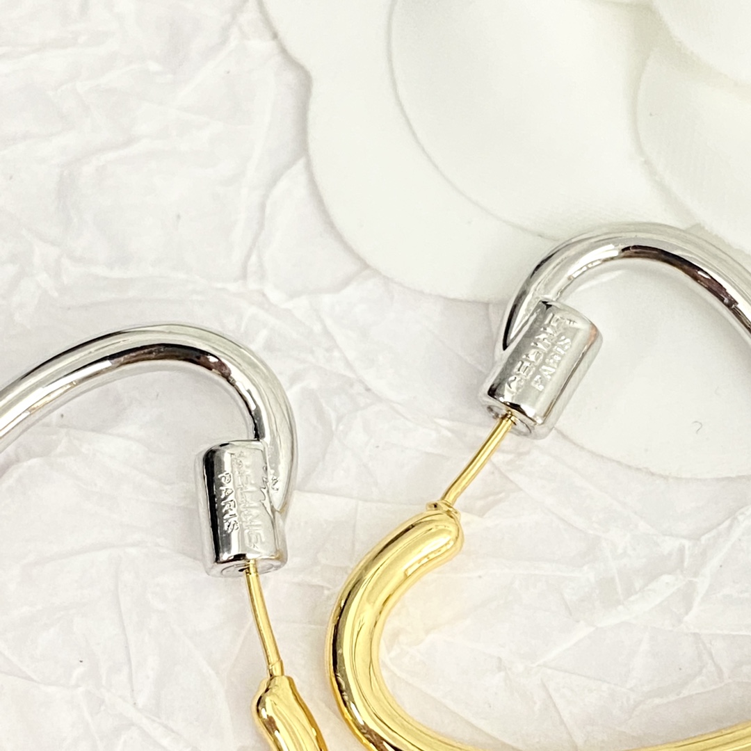 Celine Heart Hoop Earrings earrings Two-tone gold and silver metal no gemstones 4cm hoop diameter