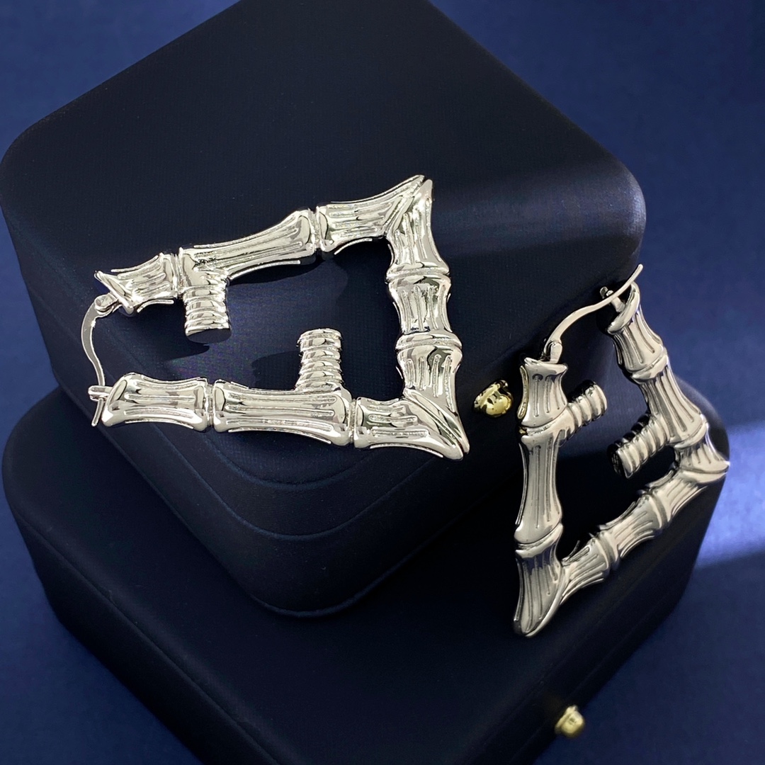 Fendi Bamboo FF Logo Hoop Earrings earrings Gold-tone metal gold variant Silver-tone metal silver variant no gemstones 70mm