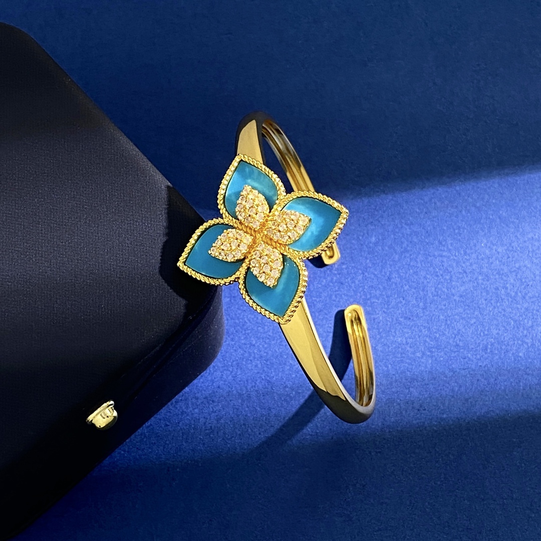 Roberto Coin Bracciale Love in Verona Oro giallo con accenti di diamanti varianti disponibili con madreperla bianca verde malachite blu lapislazzuli onice nero e intarsi turchese 17 cm