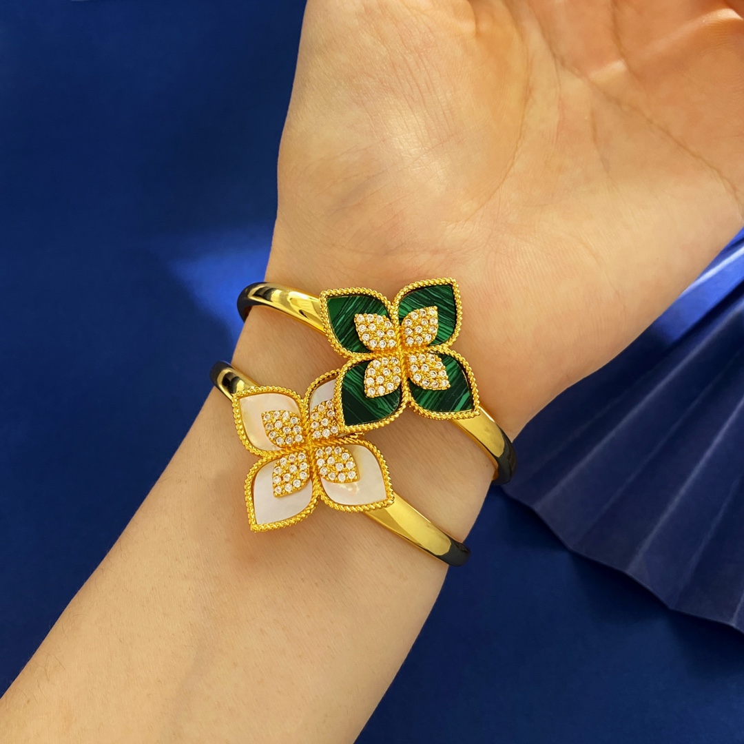 Roberto Coin Bracciale Love in Verona Oro giallo con accenti di diamanti varianti disponibili con madreperla bianca verde malachite blu lapislazzuli onice nero e intarsi turchese 17 cm