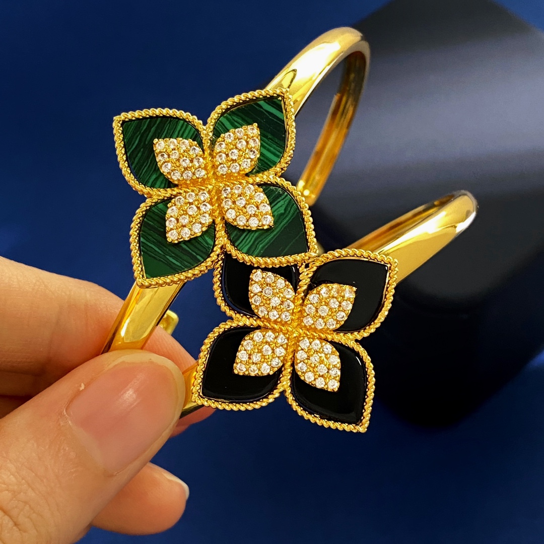 Roberto Coin Bracciale Love in Verona Oro giallo con accenti di diamanti varianti disponibili con madreperla bianca verde malachite blu lapislazzuli onice nero e intarsi turchese 17 cm