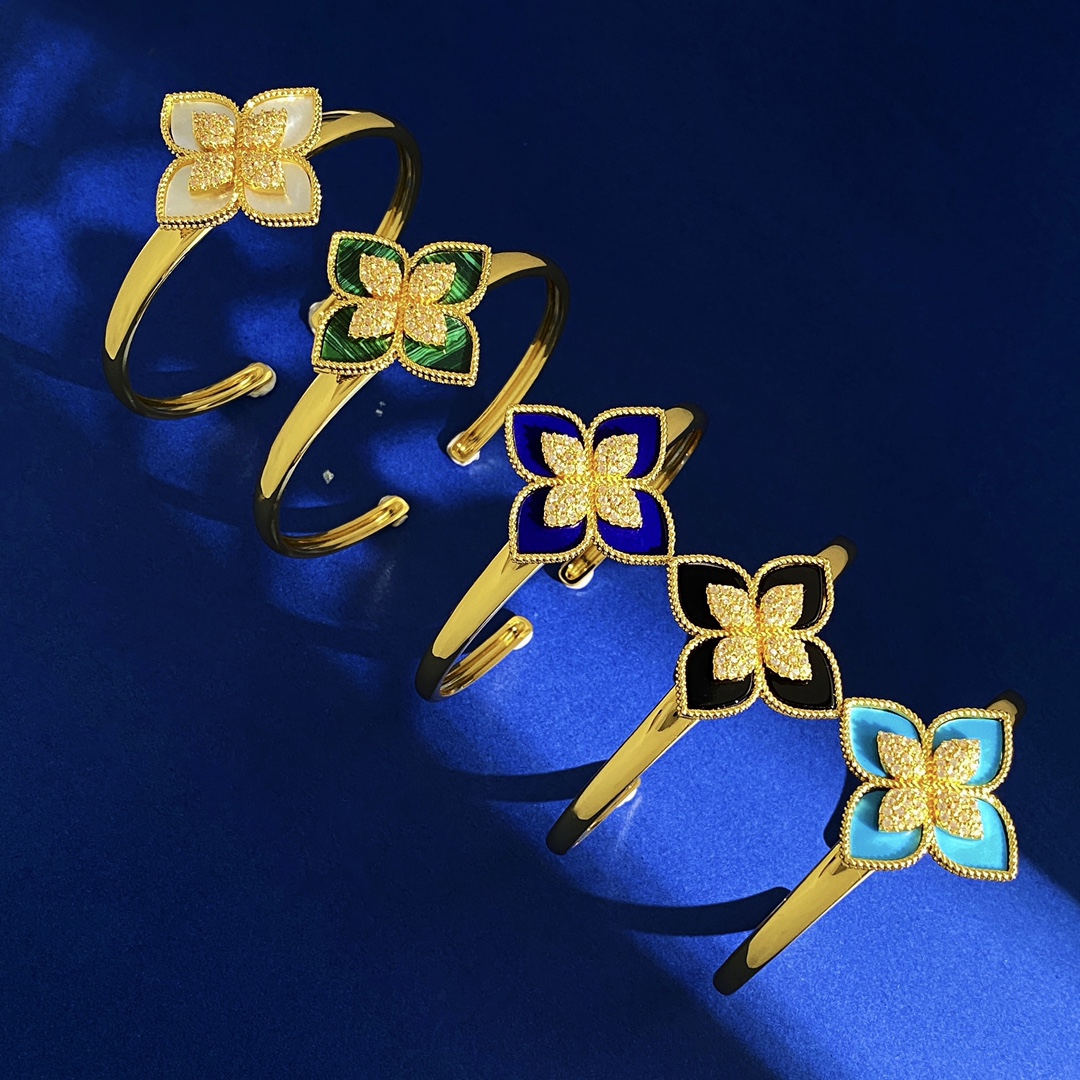 Roberto Coin Bracciale Love in Verona Oro giallo con accenti di diamanti varianti disponibili con madreperla bianca verde malachite blu lapislazzuli onice nero e intarsi turchese 17 cm