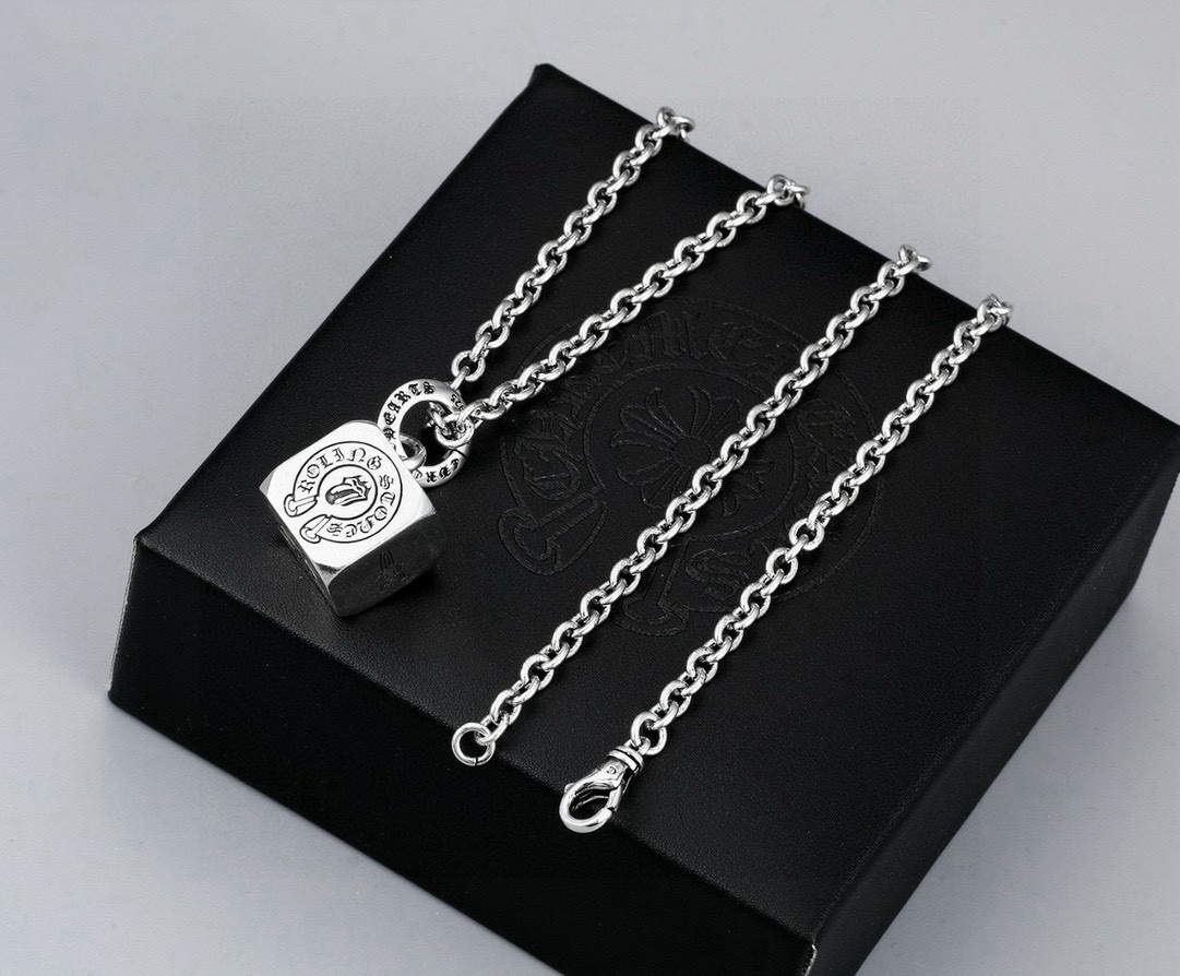 Chrome Hearts Cross Dice Pendant Necklace necklace Sterling silver with black enamel cross detailing 20 inches