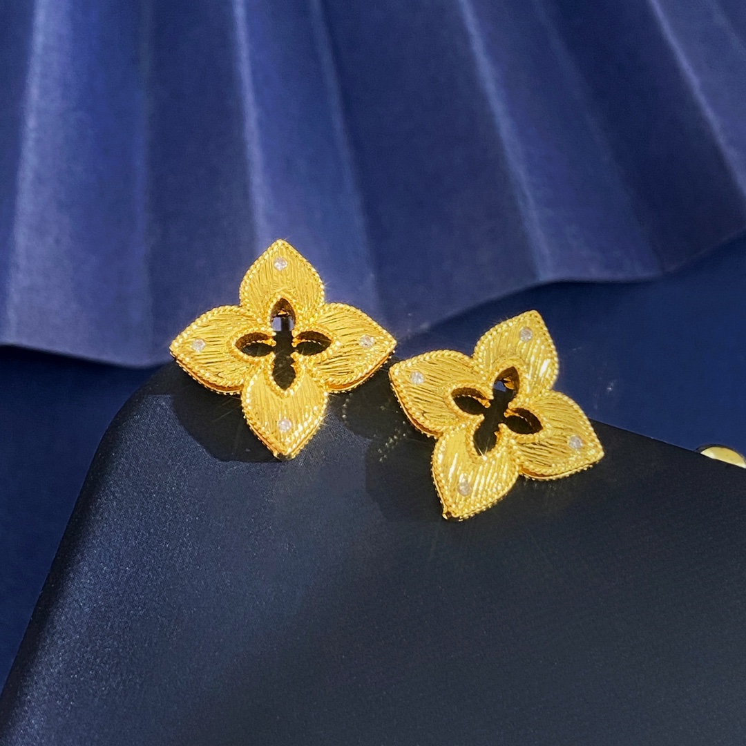 Van Cleef Arpels Venetian Princess earrings yellow gold with clear diamond accents 15mm