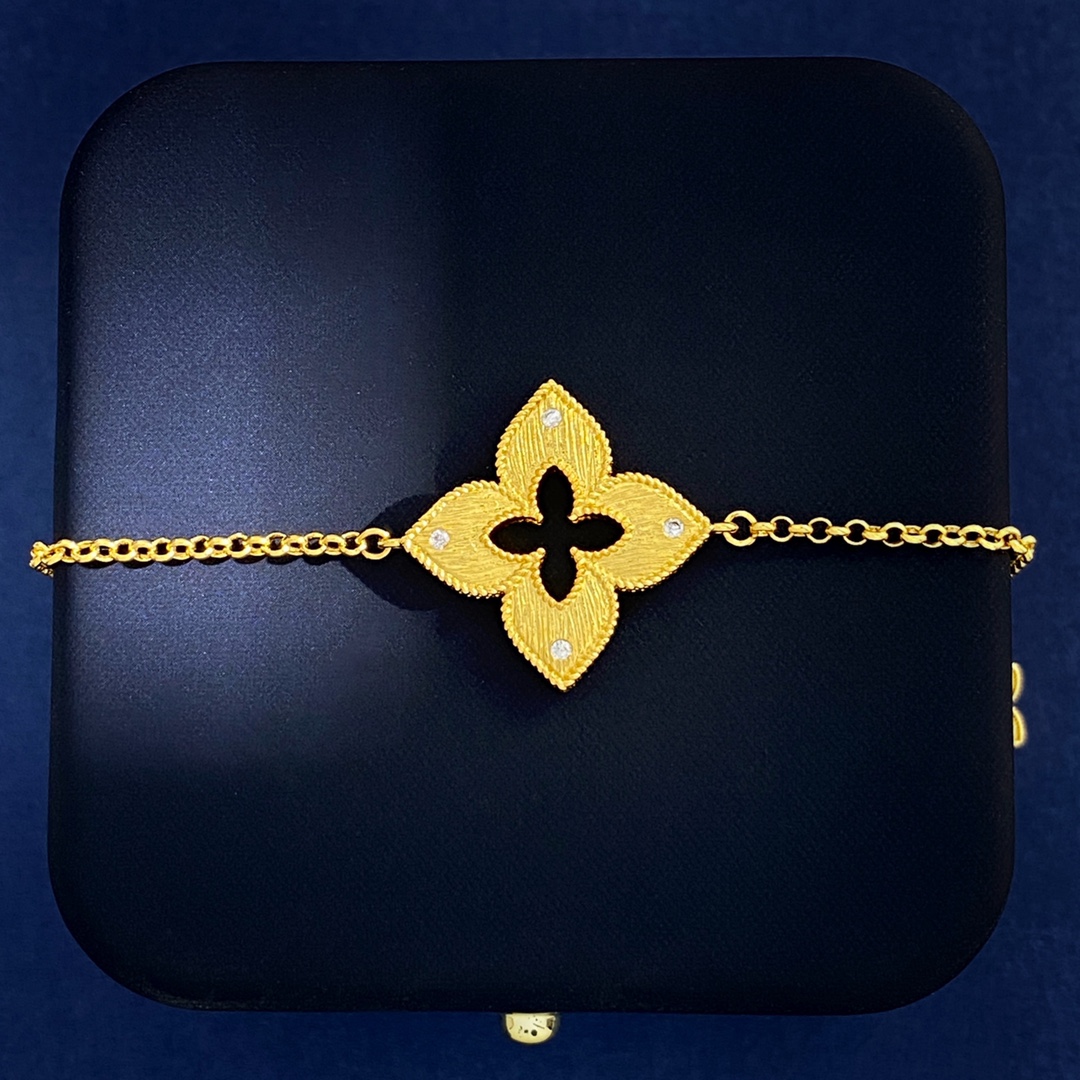 Bracciale Roberto Coin Venetian Princess Oro giallo con accenti di diamanti trasparenti 18 cm