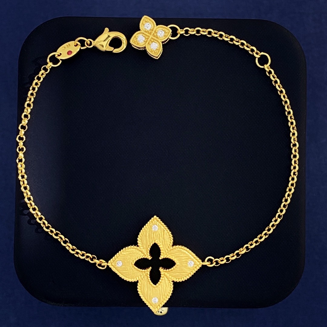 Bracciale Roberto Coin Venetian Princess Oro giallo con accenti di diamanti trasparenti 18 cm
