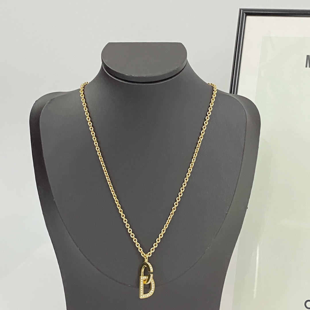 Dior CD Montaigne necklace gold-tone metal with clear crystal pave 42cm with 5cm extender