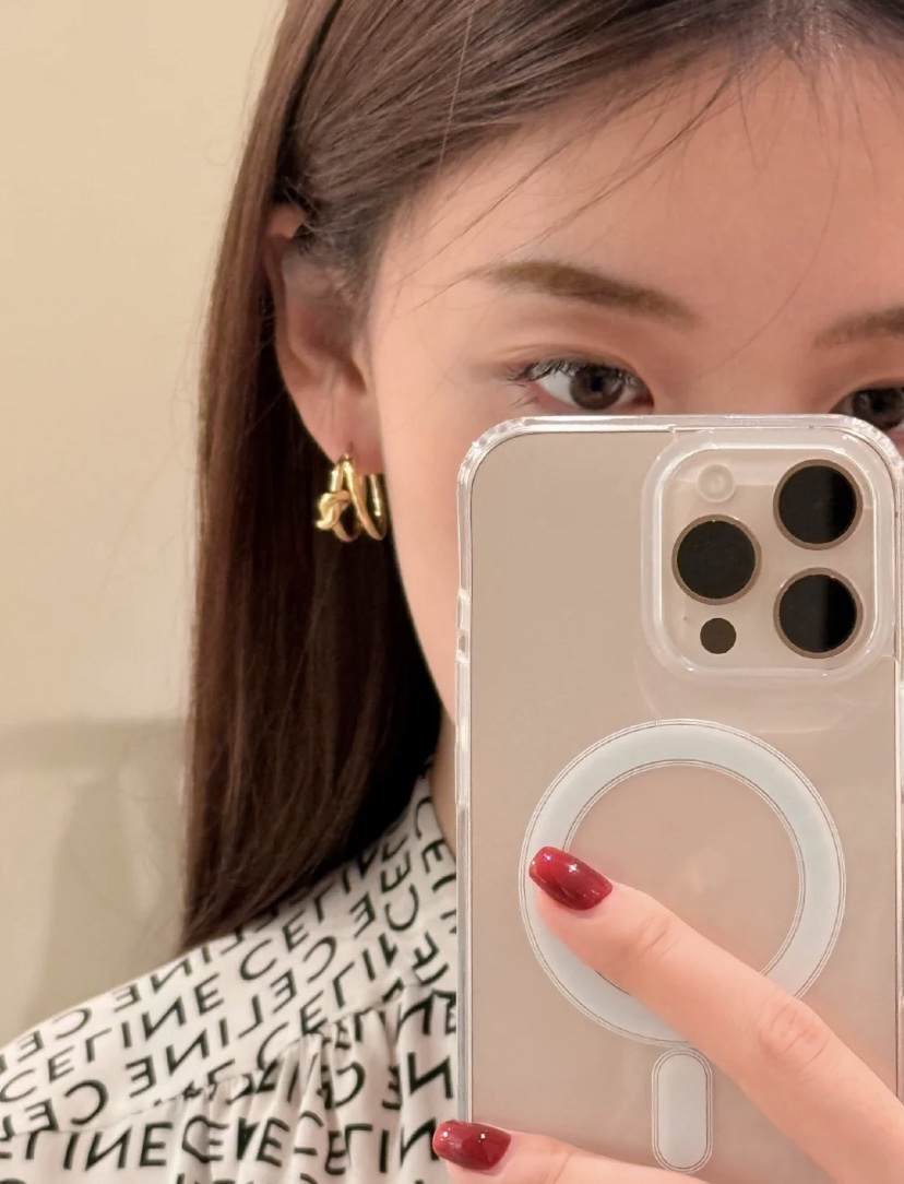 Celine Knot Double Hoop earrings gold tone metal no gemstones 2 5cm diameter
