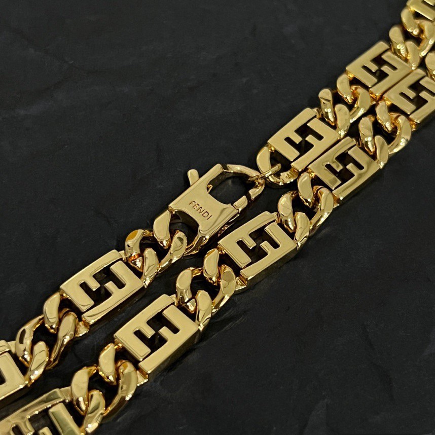 Fendi FF Logo Chain necklace gold-tone metal 45cm