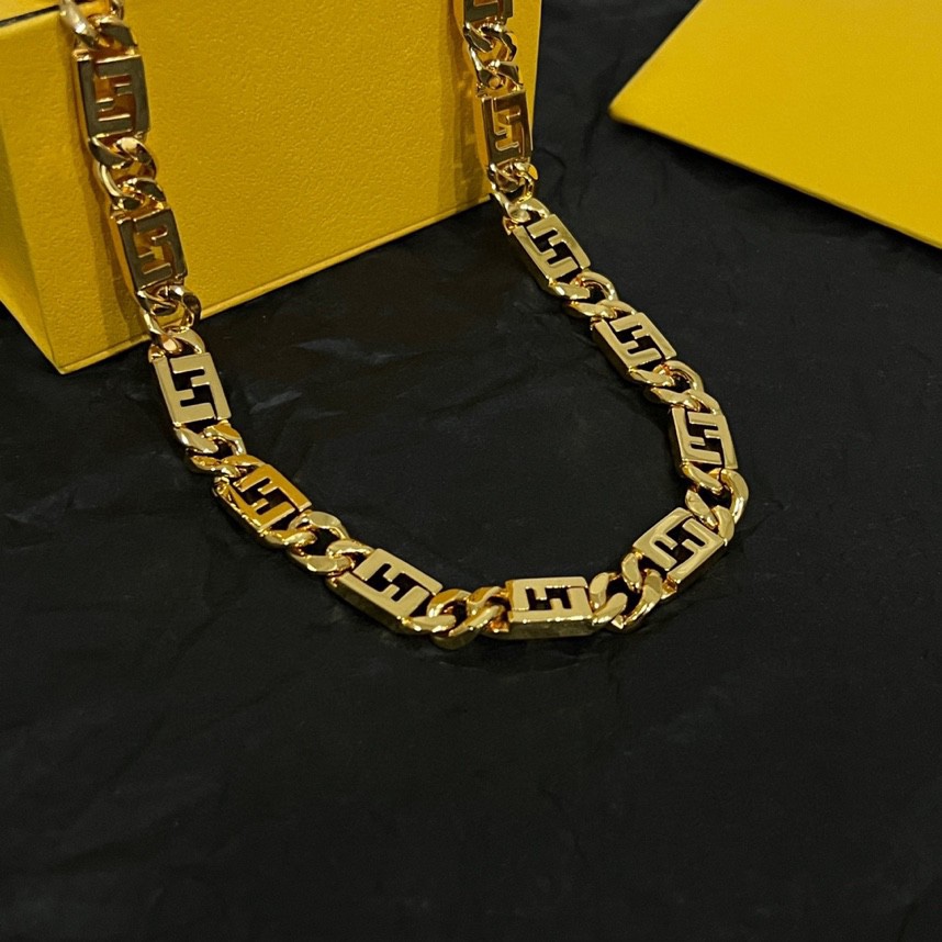 Fendi FF Logo Chain necklace gold-tone metal 45cm