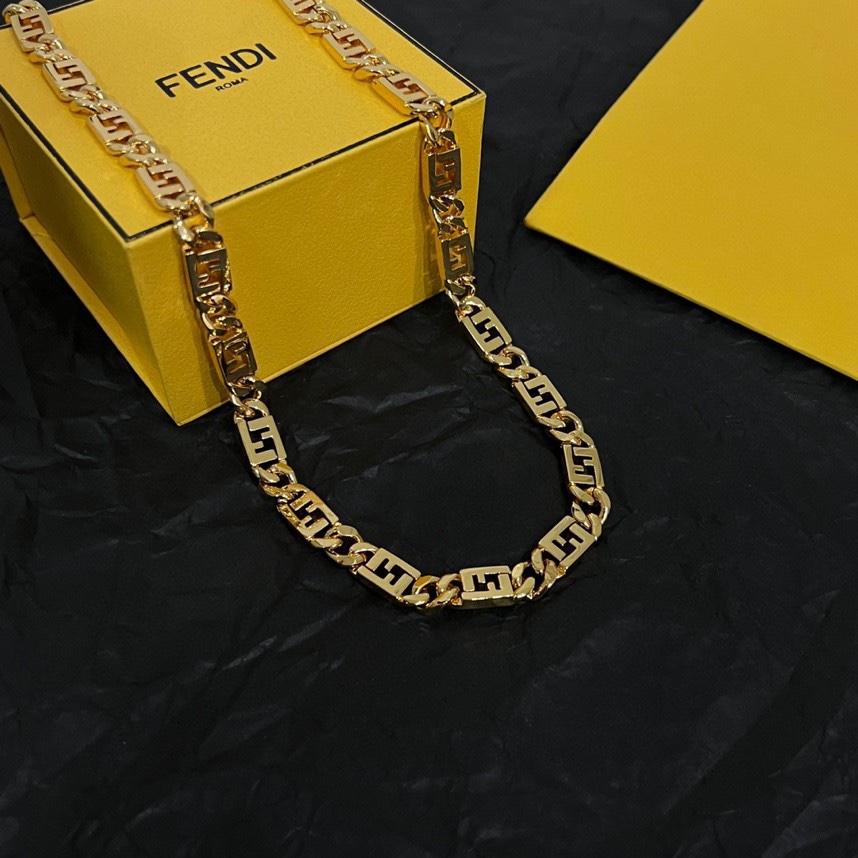 Fendi FF Logo Chain necklace gold-tone metal 45cm