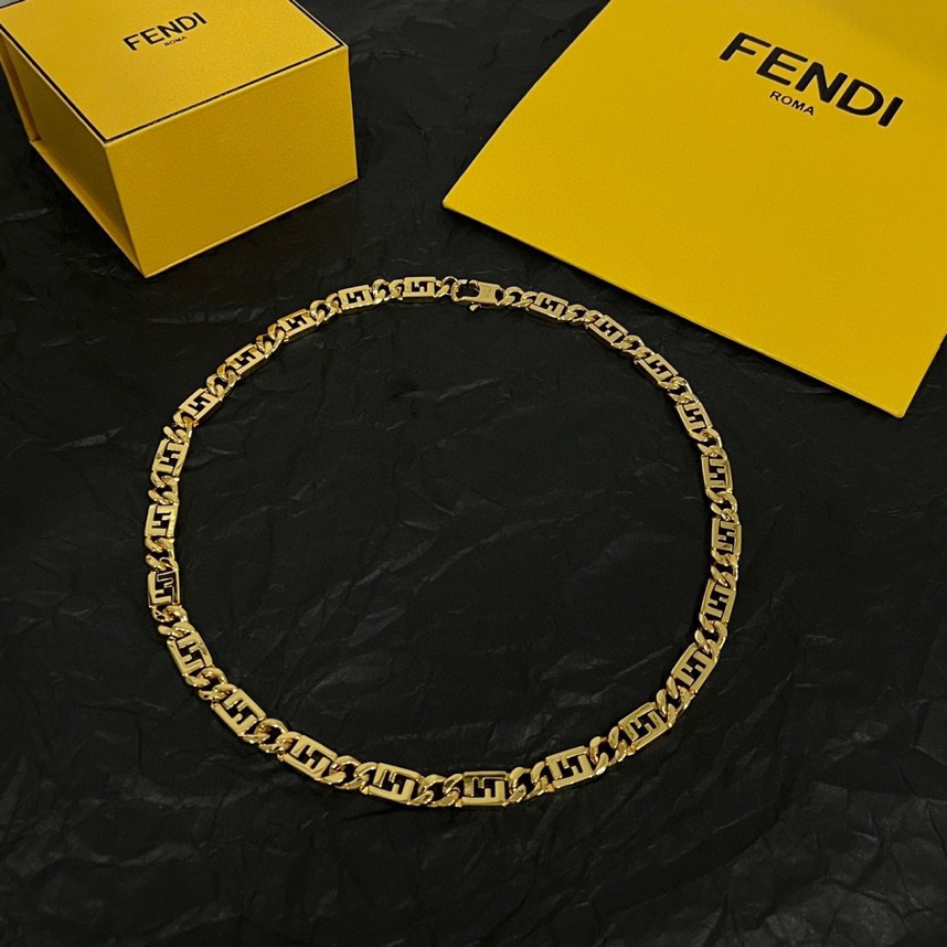 Fendi FF Logo Chain necklace gold-tone metal 45cm