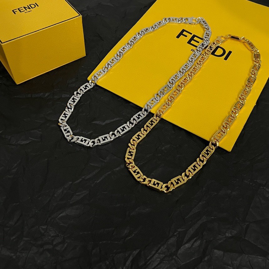 Fendi FF Logo Chain necklace gold-tone metal 45cm