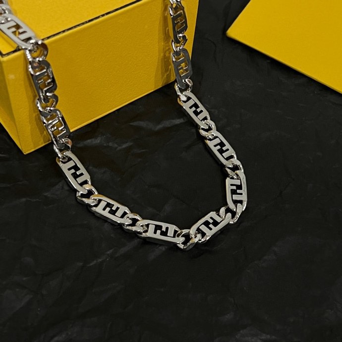 Fendi FF Chain Necklace necklace Silver-tone metal no accent stones 45cm