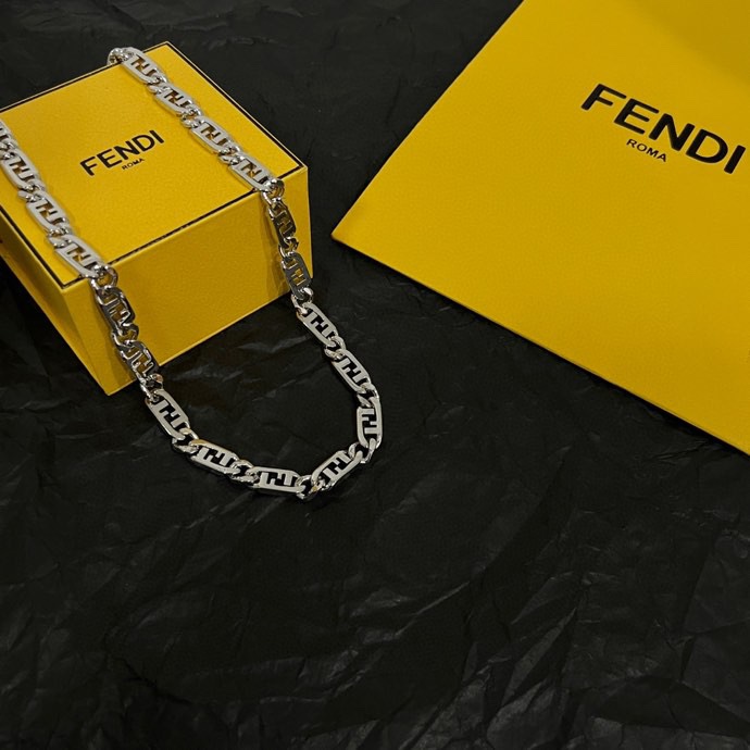 Fendi FF Chain Necklace necklace Silver-tone metal no accent stones 45cm