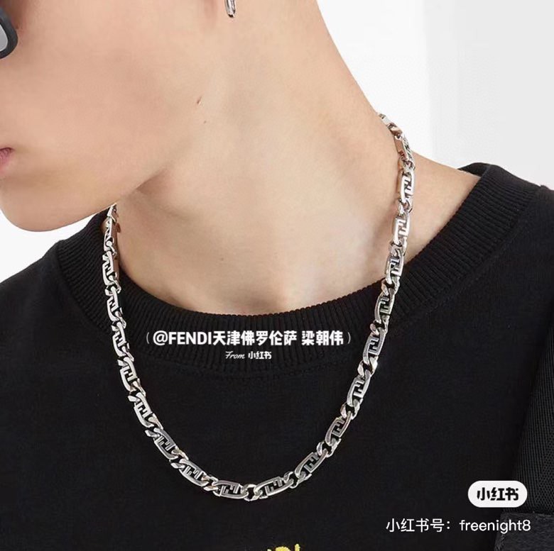 Fendi FF Chain Necklace necklace Silver-tone metal no accent stones 45cm