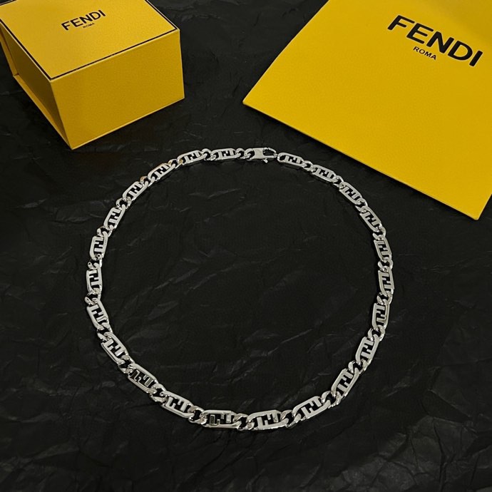 Fendi FF Chain Necklace necklace Silver-tone metal no accent stones 45cm