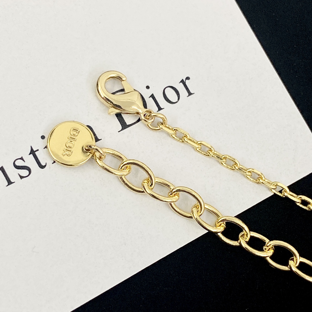 Dior Petit CD Pearl Crystal Layered Choker necklace gold-tone metal white faux pearl clear crystal 40cm with 5cm extender chain