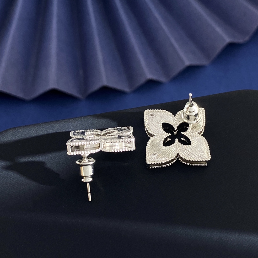 Roberto Coin Venetian Princess earrings Silver-toned white gold with clear diamond accents Large