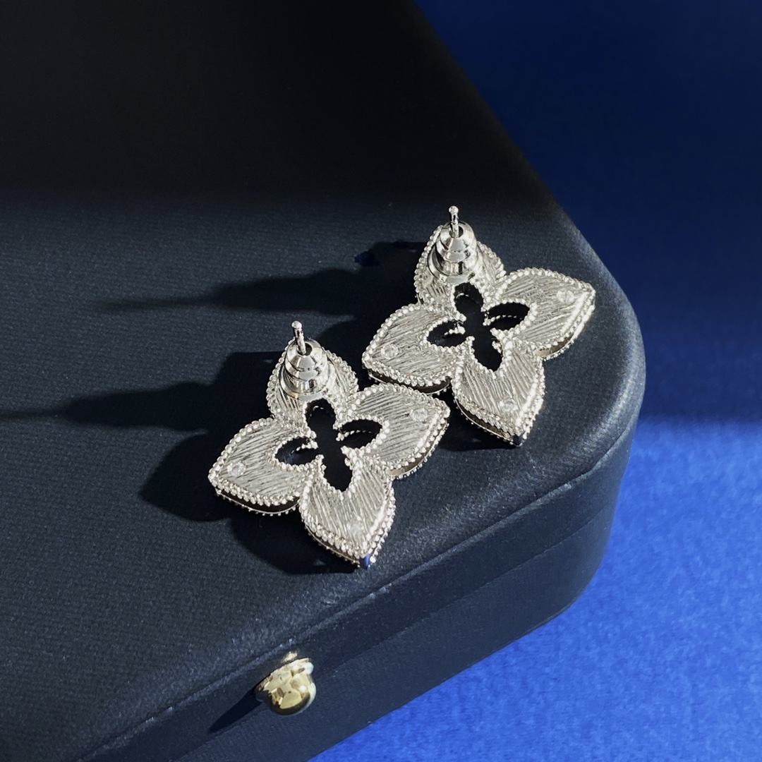 Roberto Coin Venetian Princess earrings Silver-toned white gold with clear diamond accents Large