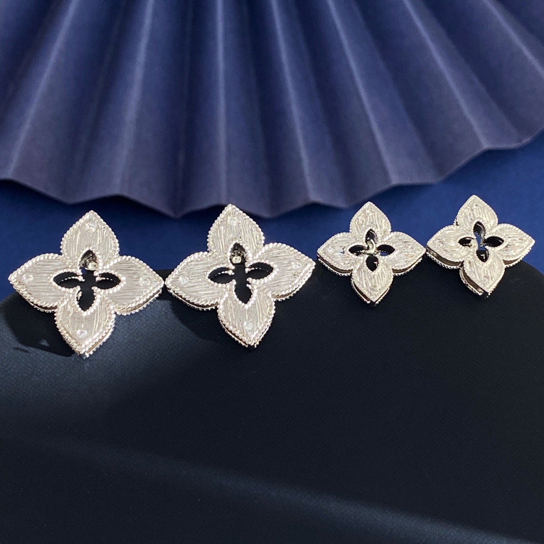 Orecchini Roberto Coin Venetian Princess in oro bianco 18 carati con accenti di diamanti, diametro del perno di 15 mm